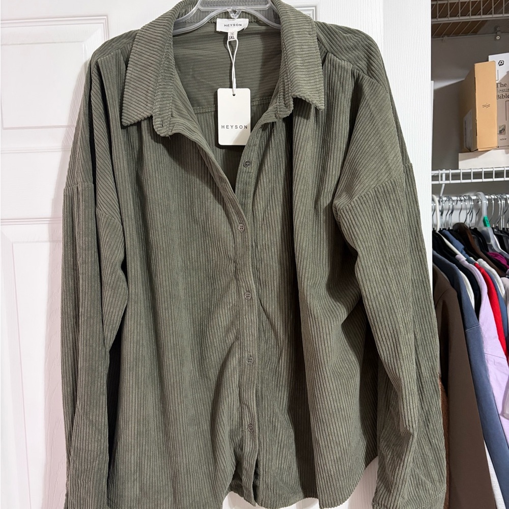 Women’s Olive Green Corduroy Shirt